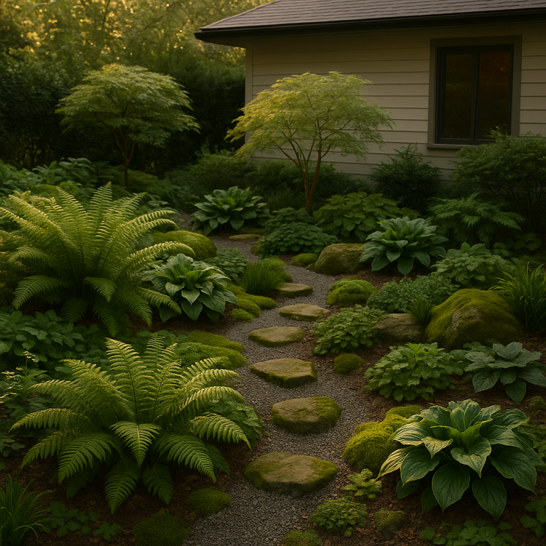 Lesná záhrada - tieňomilné a prírodné prvky